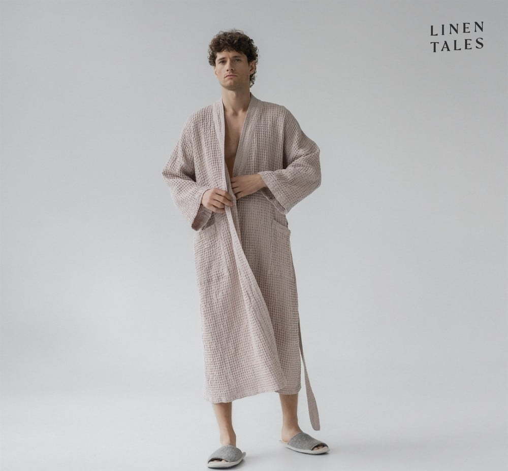 Béžový župan velikost L/XL Honeycomb – Linen Tales Linen Tales