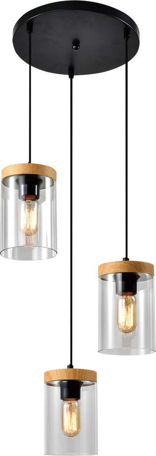 Závěsné svítidlo se skleněným stínidlem v černo-přírodní barvě ø 12 cm Wels – Candellux Lighting Candellux Lighting