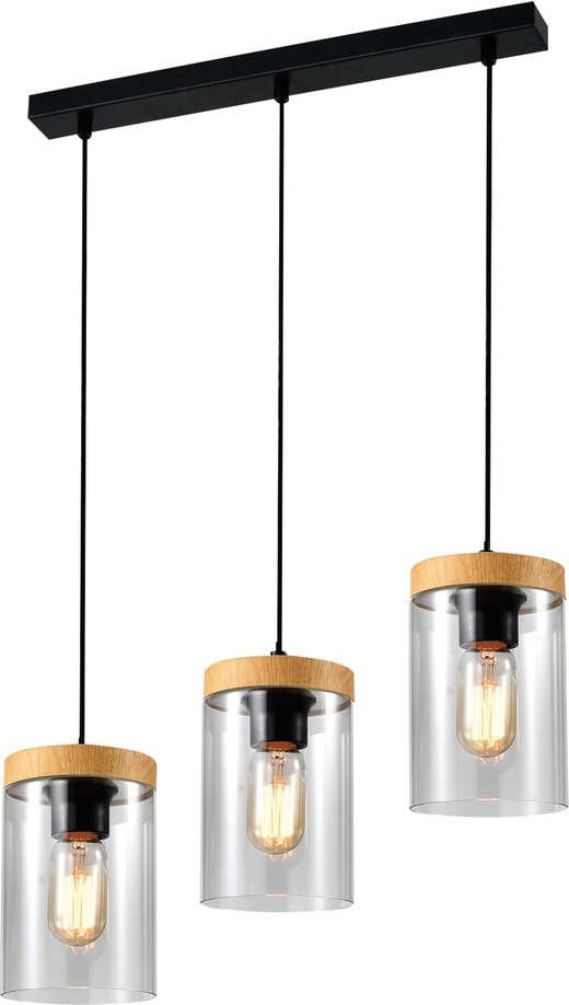 Závěsné svítidlo se skleněným stínidlem v černo-přírodní barvě ø 12 cm Wels – Candellux Lighting Candellux Lighting