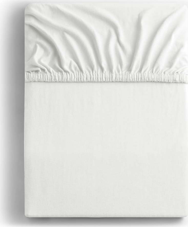 Bílé elastické džersejové prostěradlo DecoKing Amber Collection
