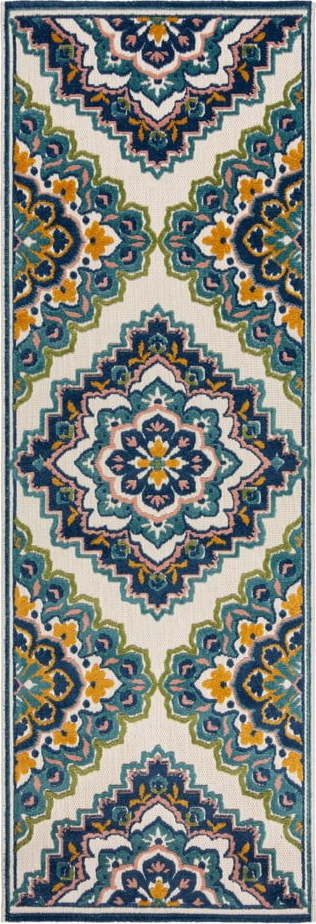 Modrý venkovní koberec 80x230 cm Beach Floral – Flair Rugs Flair Rugs