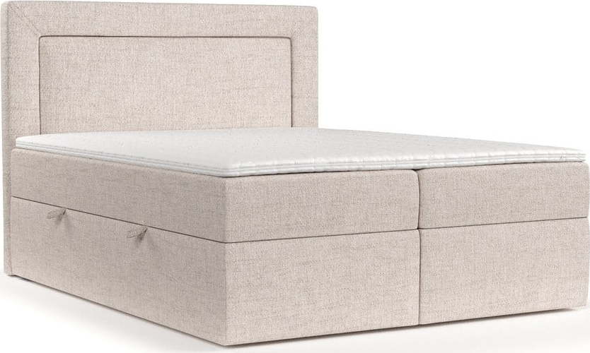 Béžová boxspring postel s úložným prostorem 200x200 cm Imagine – Maison de Rêve Maison de Reve