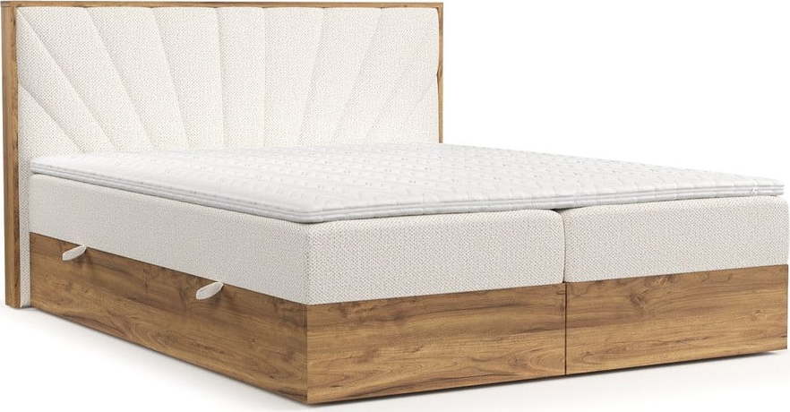 Boxspring postel s úložným prostorem v krémovo-přírodní barvě 140x200 cm Asahi – Maison de Rêve Maison de Reve