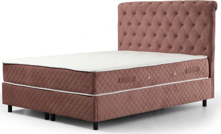 Růžová boxspring postel s úložným prostorem 140x200 cm Sonata – Kalune Design Kalune Design