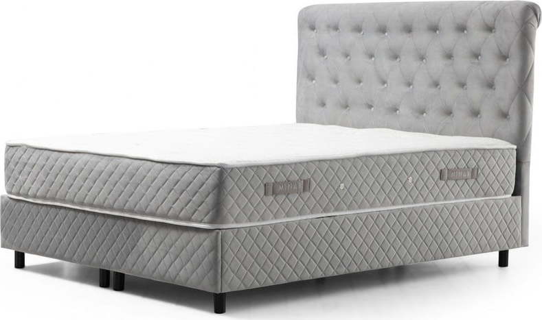 Světle šedá boxspring postel s úložným prostorem 160x200 cm Sonata – Kalune Design Kalune Design