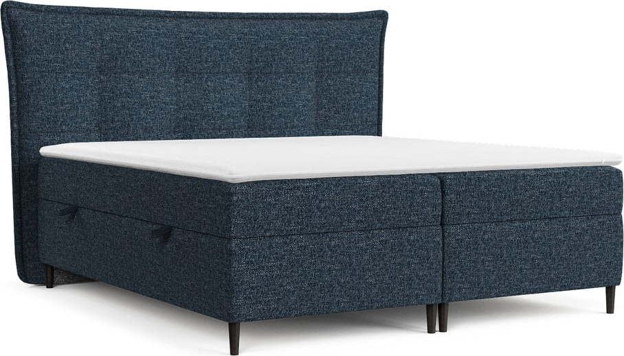 Tmavě modrá boxspring postel s úložným prostorem 160x200 cm Sinai – Maison de Rêve Maison de Reve