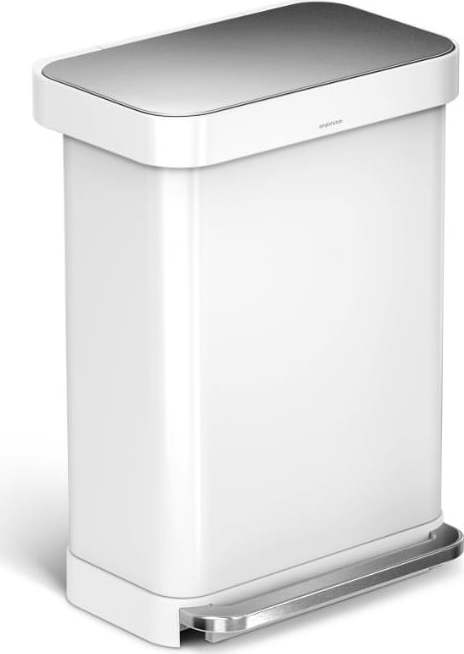 Bílý nášlapný ocelový odpadkový koš 55 l – simplehuman Simplehuman