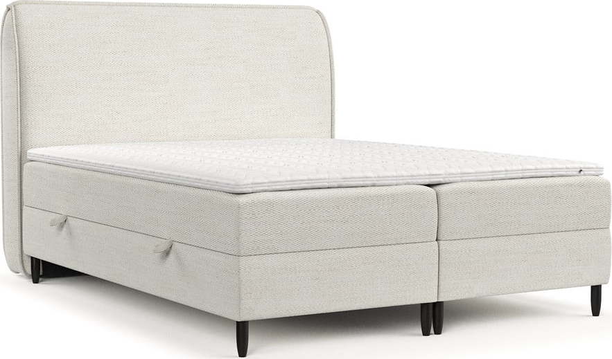 Krémová boxspring postel s úložným prostorem 200x200 cm Melba – Maison de Rêve Maison de Reve