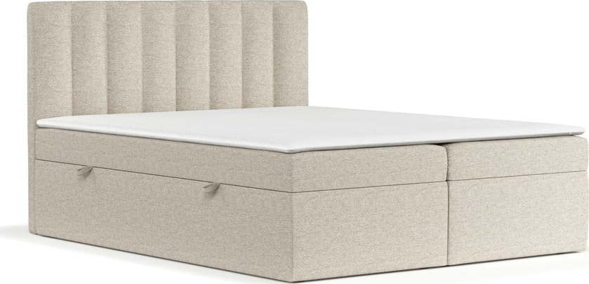 Béžová boxspring postel s úložným prostorem 160x200 cm Novento – Maison de Rêve Maison de Reve