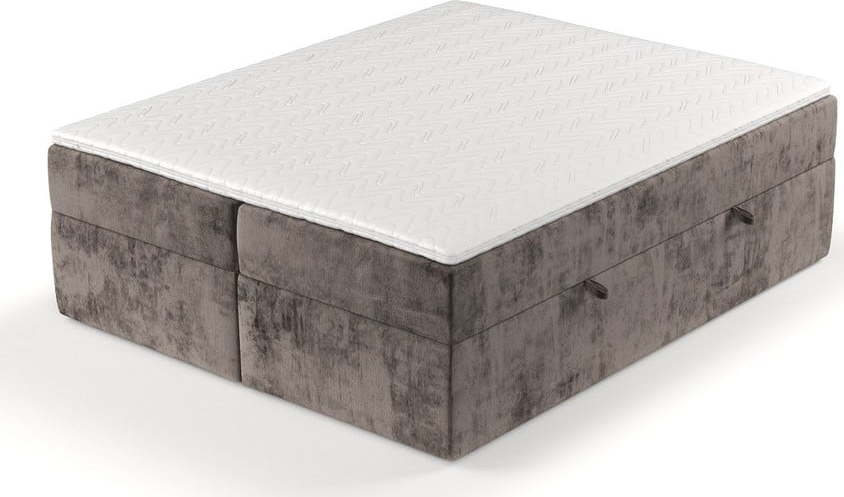 Hnědá boxspring postel s úložným prostorem 200x200 cm Yoko – Maison de Rêve Maison de Reve