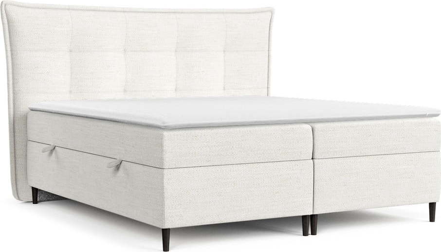 Krémová boxspring postel s úložným prostorem 200x200 cm Sinai – Maison de Rêve Maison de Reve