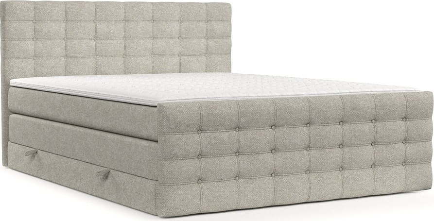 Béžová boxspring postel s úložným prostorem 200x200 cm Blend – Maison de Rêve Maison de Reve