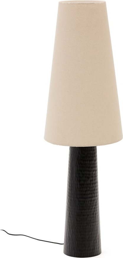 Černo-krémová stojací lampa s textilním stínidlem (výška 129 cm) Senni – Kave Home Kave Home