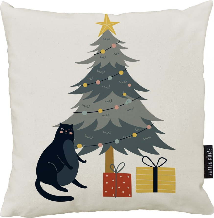 Dekorační polštář s vánočním motivem 45x45 cm Crazy Cat Xmas – Butter Kings Butter Kings