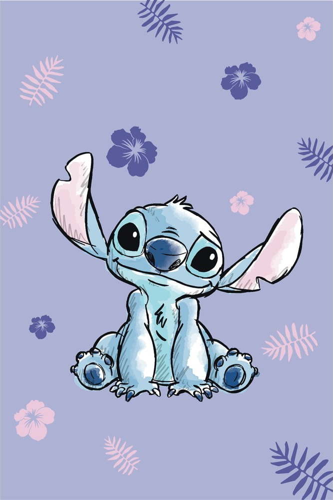 Fialová dětská deka z mikroflanelu 100x150 cm Lilo and Stitch – Jerry Fabrics Jerry Fabrics