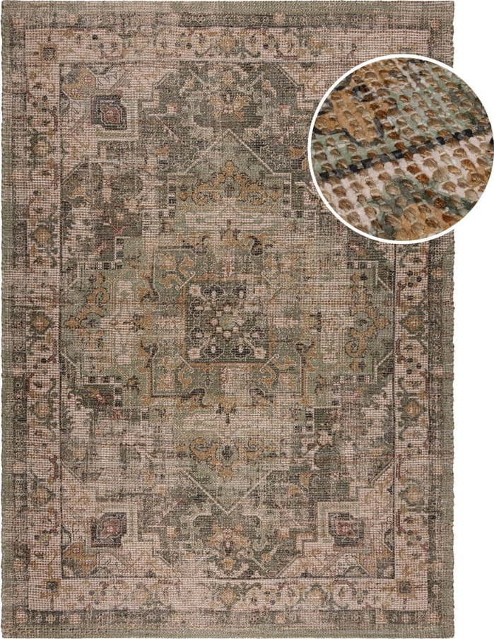 Khaki ručně tkaný koberec s příměsí juty 200x290 cm Selena Jute Traditional – Flair Rugs Flair Rugs