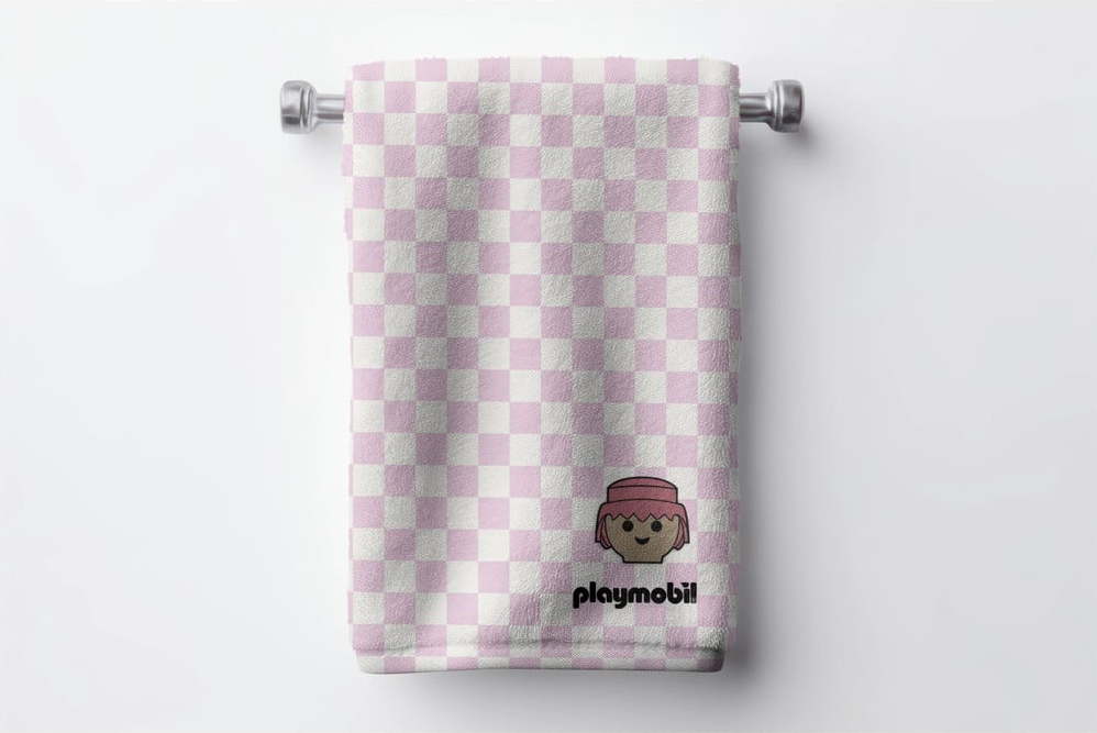 Růžová bavlněná dětská osuška 75x140 cm Checkerboard – Playmobil PLAYMOBIL