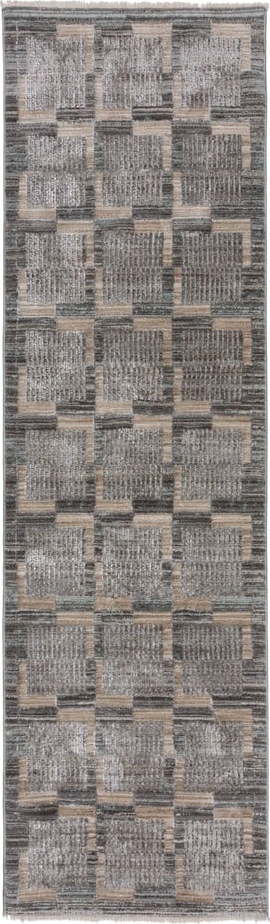 Šedo-béžový běhoun 66x240 cm Evelyn Blocks – Flair Rugs Flair Rugs