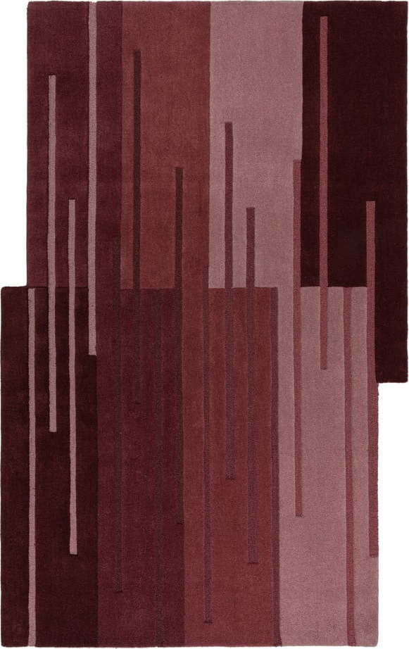 Vínový ručně tkaný vlněný koberec 120x180 cm Split Ombre Shaped – Flair Rugs Flair Rugs