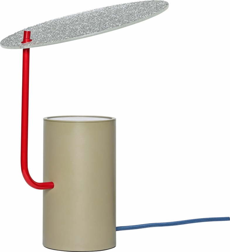 Khaki stolní lampa se skleněným stínidlem (výška 35 cm) Disc – Hübsch Hübsch