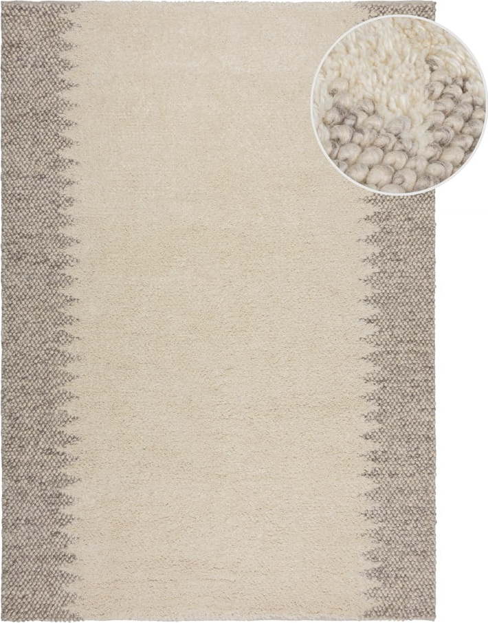 Krémový ručně tkaný koberec s příměsí vlny 160x230 cm Minerals Border – Flair Rugs Flair Rugs