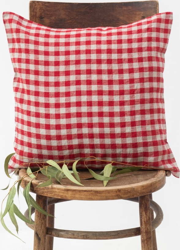 Lněný povlak na polštář 40x40 cm Red Gingham – Linen Tales Linen Tales