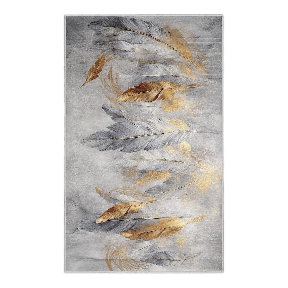 Pratelný koberec v šedé a zlaté barvě 120x180 cm Golden Feathers – Mila Home Mila Home