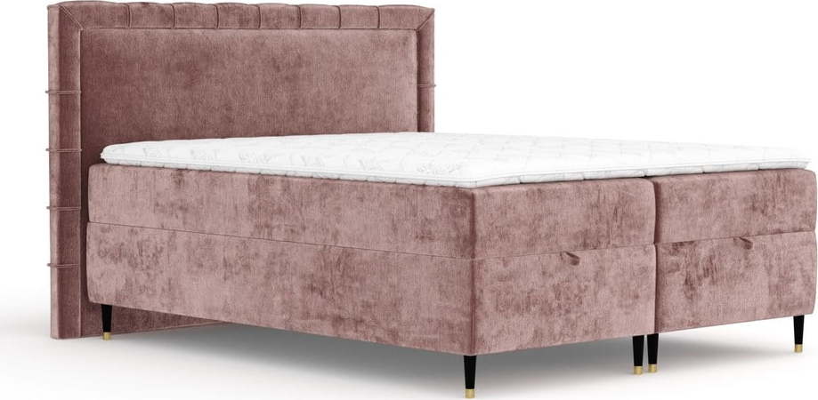 Růžová boxspring postel s úložným prostorem 200x200 cm Voyage – Maison de Rêve Maison de Reve