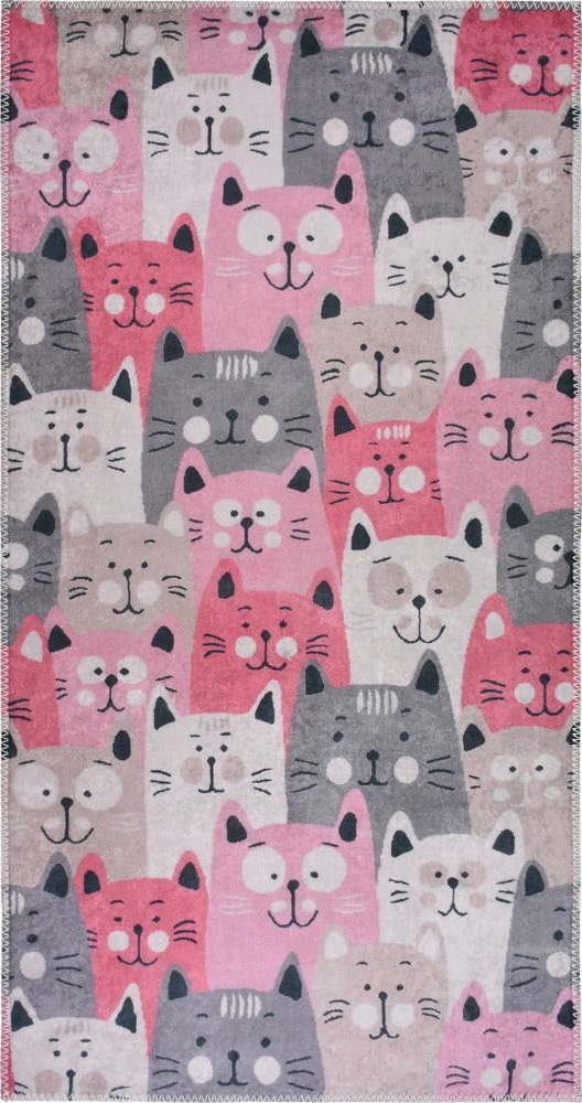 Růžový dětský koberec 80x150 cm Silly Cats – Vitaus Vitaus