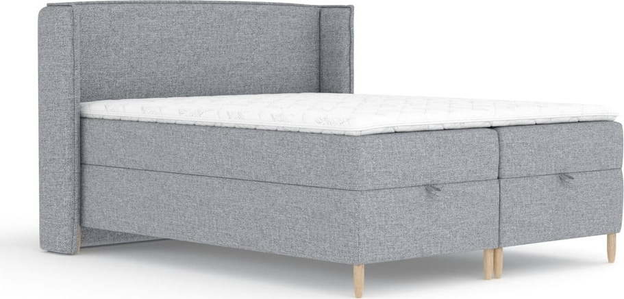 Šedá boxspring postel s úložným prostorem 160x200 cm Monpelli – Maison de Rêve Maison de Reve