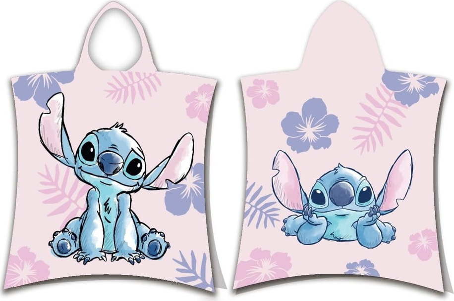 Světle růžové bavlněné dětské pončo Lilo and Stitch – Jerry Fabrics Jerry Fabrics