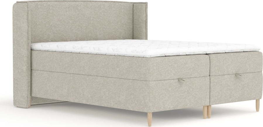 Světle šedá boxspring postel s úložným prostorem 200x200 cm Monpelli – Maison de Rêve Maison de Reve