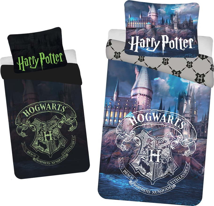 Modré dětské bavlněné povlečení se svítícím efektem Jerry Fabrics Harry Potter