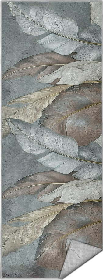 Zeleno-šedý pratelný běhoun 80x200 cm Dusty Leaves – Mila Home Mila Home